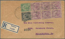 06051 Malaiische Staaten - Malakka: 1928 Registered Cover To Philadelphia, USA Franked By Straits Settleme - Malacca