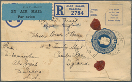 06054 Malaiische Staaten - Malakka: 1933 ALOR GAJAH: Postal Stationery Registered Envelope 15c. Of Straits - Malacca