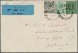 06055 Malaiische Staaten - Malakka: 1934 (7.3.), Airmail Cover Endorsed 'S'pore/Amsterdam' Franked With KG - Malacca