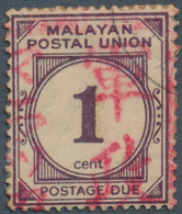 06067 Malaiische Staaten - Malakka: Japanese Occupation, 1942, Postage Due Stamps Of Malayan Postal Union, - Malacca