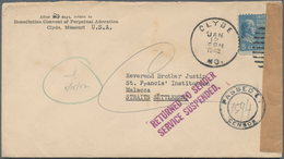 06078 Malaiische Staaten - Malakka: 1942 (12.1.), Company Cover From Clyde/USA Bearing 5c. Definitive Addr - Malacca