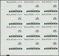 06087 Malaiische Staaten - Malakka: 1965, Orchids Imperforate PROOF Block Of Twelve With Black Printing On - Malacca