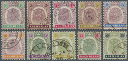 06094 Malaiische Staaten - Negri Sembilan: 1895/1899, Tiger Head Definitives Complete Set Of Ten, Fine Use - Negri Sembilan