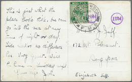 06140 Malaiische Staaten - Negri Sembilan: 1936/1939, Group Of Three Entires: 2c. Green Single Franking On - Negri Sembilan