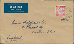 06144 Malaiische Staaten - Negri Sembilan: 1936, 25c. Dull Purple/Scarlet, Single Franking On Airmail Cove - Negri Sembilan