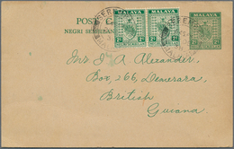 06153 Malaiische Staaten - Negri Sembilan: 1938 (29.12.), Coat Of Arms 2c. Green Stat. Postcard Uprated Wi - Negri Sembilan