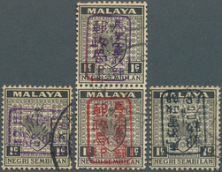 06195 Malaiische Staaten - Negri Sembilan: 1942, JAPANESE OCCUPATION: Coat Of Arms Four Stamps 1c. Black W - Negri Sembilan