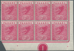 06230 Malaiische Staaten - Pahang: 1891, 2c. Rose, Marginal Block Of Eight From The Lower Right Corner Of - Pahang