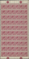 06231 Malaiische Staaten - Pahang: 1891, Tiger Stamp 2c. Rose Half Sheet Of 60 Incl. Margins With Controls - Pahang