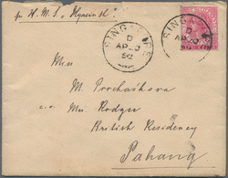 06233 Malaiische Staaten - Pahang: 1892, Straits Settlements, 2 C Rose QV, Single Franking On Cover From S - Pahang