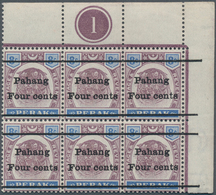 06240 Malaiische Staaten - Pahang: 1899, Perak Tiger Head 8c. Purple/ultramarine With Black Opt. 'Pahang / - Pahang