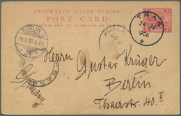 06246 Malaiische Staaten - Pahang: 1906 TRAS: Postal Stationery Card 3c. Carmine Of Fed. Malay States Used - Pahang