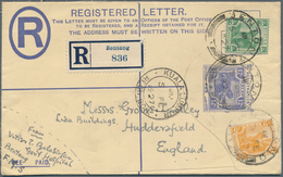 06254 Malaiische Staaten - Pahang: 1927 (5/2): Bentong, FMS 15c Registered Envelope To England, Uprated Wi - Pahang