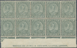 06270 Malaiische Staaten - Pahang: 1940, 6c. Grey, Not Issued, Bottom Marginal Block Of Ten With Imprint " - Pahang