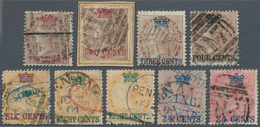 06322 Malaiische Staaten - Penang: 1867, Group Of Nine Overprinted Stamps Of Straits Settlement Used In Pe - Penang