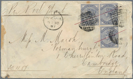 06333 Malaiische Staaten - Penang: 1887, 10c. Slate, Three Copies On Cover To Cambridge/England, Oblit. By - Penang
