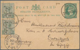 06345 Malaiische Staaten - Penang: 1896 (26.11.), Straits Settlements Stat. Postcard QV 1c. Green Uprated - Penang