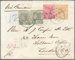 06346 Malaiische Staaten - Penang: 1897, 8c. Orange With Chop Mark, 1c. Green (2), And 3c. Carmine-rose (t - Penang