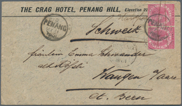 06351 Malaiische Staaten - Penang: 1901 (11.5.), Straits Settlements QV 4c. Rose Horiz. Pair Used On Adver - Penang