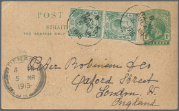 06373 Malaiische Staaten - Penang: 1915, BALIK PULAU: Straits Settlements Stat. Postcard KGV 1c. Green Upr - Penang