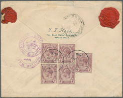 06375 Malaiische Staaten - Penang: 1918, 4c. Dull Purple, Five Copies On Reverse Of Registered Cover From - Penang