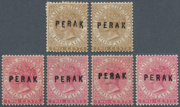 06477 Malaiische Staaten - Perak: 1882-83 Six Stamps QV 2c., Wmk Crown CA, With The Four Different Types O - Perak
