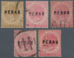 06479 Malaiische Staaten - Perak: 1882-83 Five Stamps QV 2c., Wmk Crown CA, With The Four Different Types - Perak