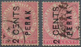 06481 Malaiische Staaten - Perak: 1883 "2 CENTS" And "PERAK" Vertically On 4c. Rose, Both Types Of Overpri - Perak