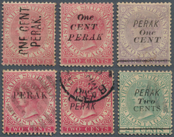 06488 Malaiische Staaten - Perak: 1884-91, Three Different Stamps Mint Plus Three Different Stamps Used, I - Perak