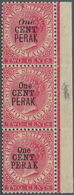 06495 Malaiische Staaten - Perak: 1889, Straits Settlements QV 2c. Bright Rose Wmkd. Crown CA Vertical Str - Perak