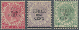 06497 Malaiische Staaten - Perak: 1889/1891, Straits Settlements Three QV Stamps With Wmk. Crown CA Incl. - Perak