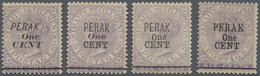 06500 Malaiische Staaten - Perak: 1891, Straits Settlements QV 6c. Lilac Wmkd. Crown CA Four Stamps With B - Perak