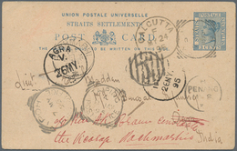 06513 Malaiische Staaten - Perak: 1895, Strait Settlements Postal Stationery Postcard Used From Tapah, Per - Perak