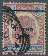 06531 Malaiische Staaten - Perak: 1900 "Three Cent" On 8c. Dull Purple & Ultramarine, Overprint Variety "N - Perak