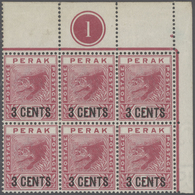 06533 Malaiische Staaten - Perak: 1900/1950, Group Of Seven Blocks Of Four/six With CONTROLS. - Perak