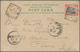 06538 Malaiische Staaten - Perak: 1901, 4c. Grey/carmine On Ppc "Greetings From The Far East" From "BAGAN - Perak