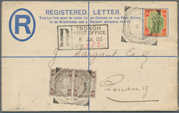 06550 Malaiische Staaten - Perak: 1905, TRONOH: Federated Malay States Registered Letter Tiger 5c. Blue Up - Perak