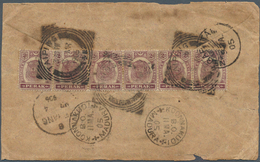 06552 Malaiische Staaten - Perak: 1905, 6 X 2 C Purple/brown Tiger-head, Franked As Horizontal Row And Tie - Perak