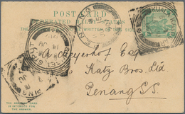 06566 Malaiische Staaten - Perak: 1907, Complete Reply Card 1c. + 1c. Green, Asking Part Commercially Used - Perak