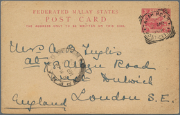 06572 Malaiische Staaten - Perak: 1909, Stationery Card 3c. Red Commercially Used With Comprehensive Messa - Perak