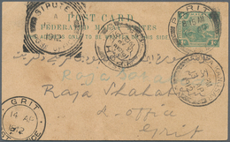 06587 Malaiische Staaten - Perak: 1912, PARIT: Two Federated Malay States Stat. Postcards Tiger 1c. Green - Perak