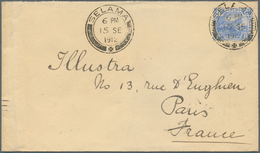 06589 Malaiische Staaten - Perak: 1912 (15/9): Selama, Envelope To Paris, Bearing FMS 8c Tied By Fine "SEL - Perak