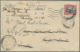 06596 Malaiische Staaten - Perak: 1915, Letter Addressed To LONDON Franked With 4c Tiger Tied By LABU Date - Perak