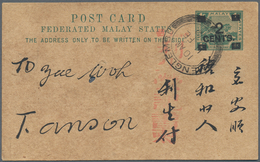 06599 Malaiische Staaten - Perak: 1915/1919, MENGLEMBU: Two Different Federated Malay States Stat. Postcar - Perak