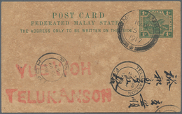06603 Malaiische Staaten - Perak: 1917, Federated Malay States, 1 C Green Tiger, Postal Stationery Card Wi - Perak