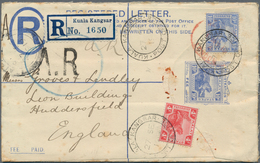 06606 Malaiische Staaten - Perak: 1919, 4c. Scarlet And 10c. Blue Uprating A Registered Stationery Envelop - Perak