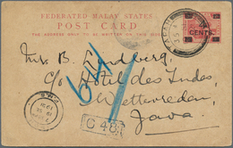 06612 Malaiische Staaten - Perak: 1921, Stationery Card 4 Cents On 3c. Carmine, Used With Comprehensive Me - Perak