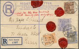 06632 Malaiische Staaten - Perak: 1929, 3c. Brown, 4c. Orange And 10c. Black/blue Uprating A Registered St - Perak