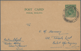 06637 Malaiische Staaten - Perak: 1930/1938, CHEMOR: Sultan Iskandar 2c. Green Stat. Postcard Used With Fi - Perak