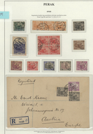 06638 Malaiische Staaten - Perak: 1930, IPOH: Federated Malay States Tiger 25c. Purple/magenta + 2 X 1c. B - Perak